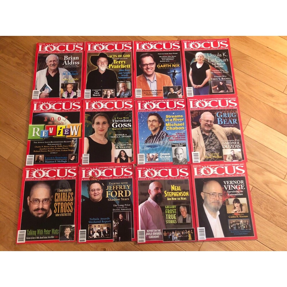 Locus Magazine 2008 Lot of 12 Complete Year Collectors Copies-June issue stained
